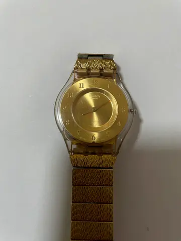 Gold-tone Swatch Quartz Wristwatch with Mesh Strap