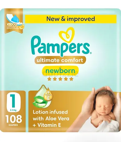 Pampers Ultimate Comfort Newborn Diapers Size 1 - 108 pcs