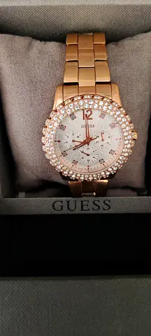Rose gold Guess womens watch with crystal bezel
