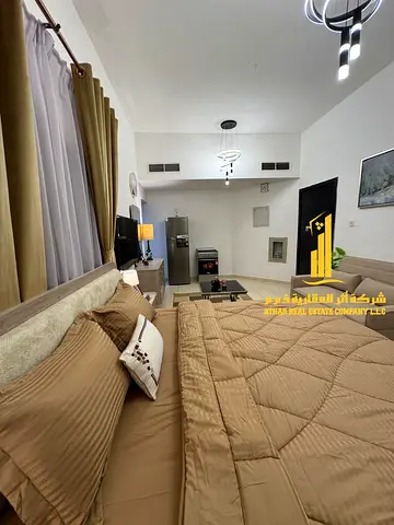 Furnished studio apartment for rent in Ajman, Al Rawda 2, Sheikh Ammar Street. Clean and tidy furnishings. Includes all bills and internet.