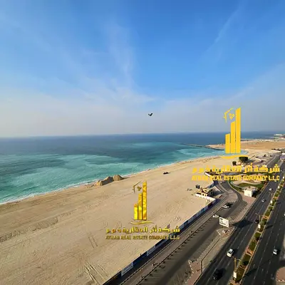 Furnished two-bedroom apartment with a sea view for monthly rent in Ajman - Corniche - Residence Towers