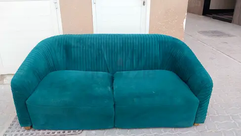 Teal Velvet 2-Seater Sofa - Compact Curved Design