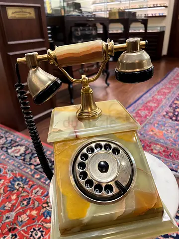 Vintage Onyx Table Telephone (Rotary-Style) - Decorative Collectible