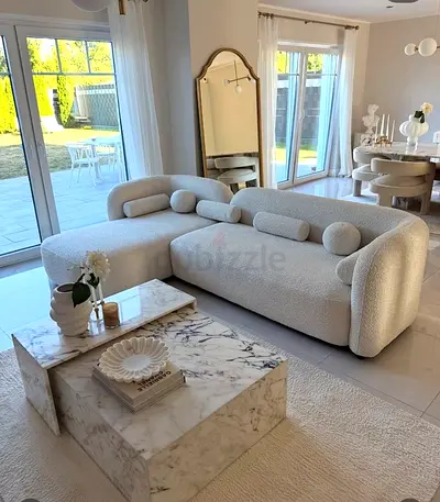 Modern Boucle Sectional Sofa with Curved Design