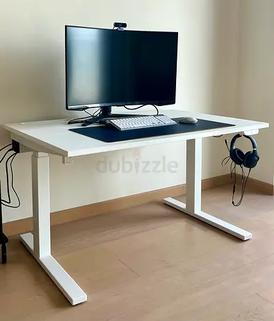 White Electric Height-Adjustable Standing Desk - IKEA Mittzon - 120x80
