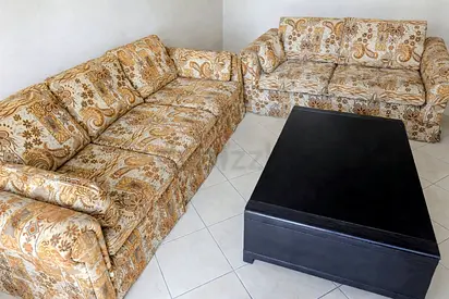 Vintage 3-seater and 2-seater Fabric Sofa Set with Coffee Table