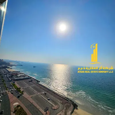 Luxurious three-bedroom apartment, duplex, two floors, sea view, newly furnished, for monthly rent in Ajman - Corniche - Residence Towers