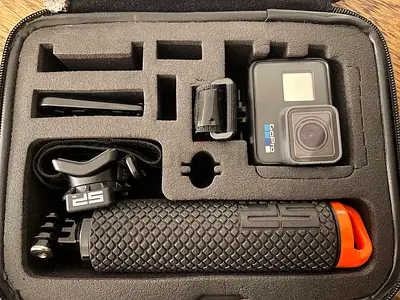 GoPro Hero 6 camera with handle and mounts - excellent condition