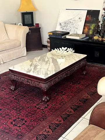 Marble Top Chinese carved coffee table