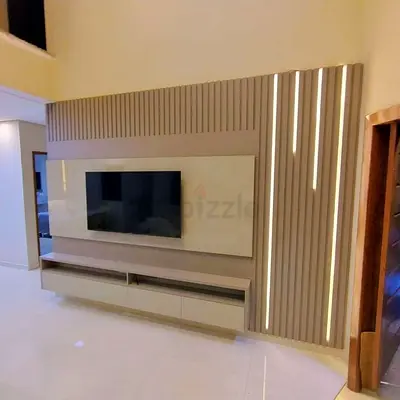 Modern Fluted TV Wall Unit