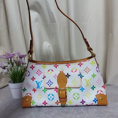 Pre-owned Louis Vuitton STYLE Multicolor Pochette Shoulder Bag - White with Rainbow Monogram