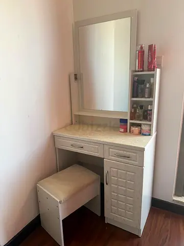 White Dressing Table with Mirror and Matching Stool