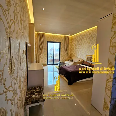 First occupancy, luxurious and elegant studio with balcony, fully furnished, for monthly rent in Al Nuaimiya.