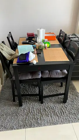 Dinning Table 4 Chair 1 Table with FREE rug mate wooden in good price with e rug mate