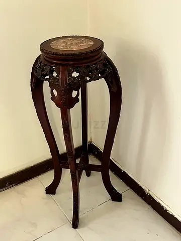 Vintage Chinese antique marble top plant stand