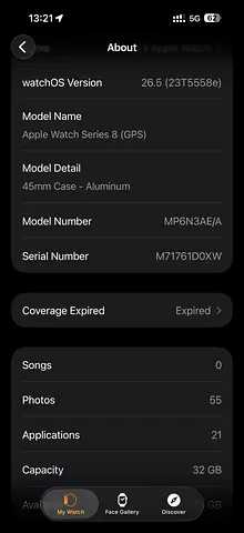 Apple Watch Series 8 (GPS) 45mm Aluminum - 32GB, Good Condition