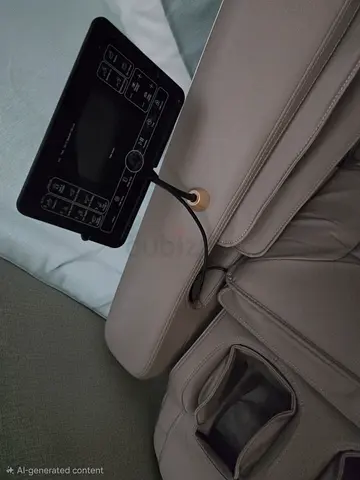 Beige leather massage chair, Very light Use, with voice command and electric pad