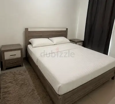 Queen Bed Frame with Two Matching Nightstands - Light Grey Wood
