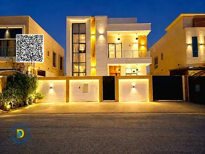 Modern 4BR villa with a roof terrace, including registration fees, in Al Bahia, Ajman. freehold bank financing .