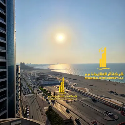 Furnished three-bedroom apartment with a living room for rent in Ajman, with clean and tidy furnishings. Located on Ajman Corniche, in the Residence