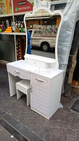 White Dressing Table with Mirror and Drawers - Good Condition