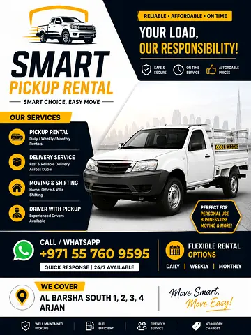 Smart Pickup Rental - Daily, Weekly  Monthly Pickup Truck Rental with Driver
