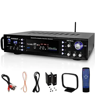 Pyle Wireless Bluetooth Home Stereo Amplifier - Hybrid Multi-Channel 3000 Watt Power Amplifier Home
