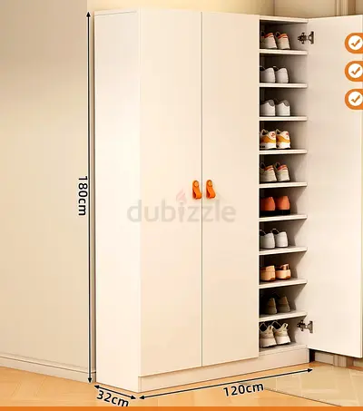 White 3-door shoes Wardrobe / Storage Cabinet -10shelves