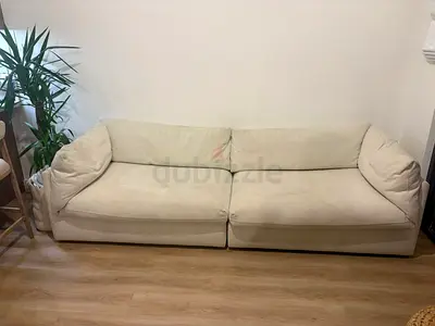 Cream 2-Seater Modular Sofa in Good Condition