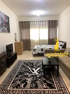 A spacious, luxurious, and fully furnished studio apartment is available for monthly rent in Al Rash