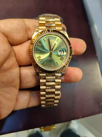 Rolex Day-Date 40mm Green dial Rose gold Super Clone Swiss Movement