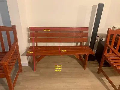 Solid Wooden Bench - 150 AED, 140cm Backrest, Good Condition