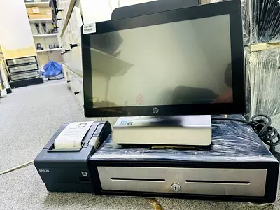 HP All-in-One POS Terminal with Epson Receipt Printer  Cash Drawer - Used