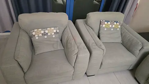 2 slightly used single and one 3 seater good used ,light grey sofas - comfortable and clean