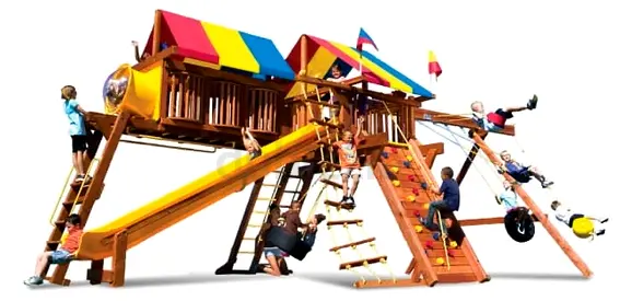 Rainbow Play 23E King Kong Castle Supersized Deck with monkey bar and penthouse with 4 station swing