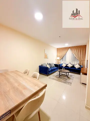 Sharjah, Al Majaz: One bedroom, living room, kitchen, bathroom, and balcony. Price: 3500 AED including internet.