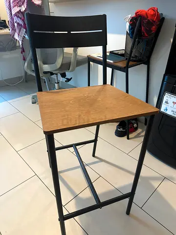 Simple Wooden Seat with Black Metal Frame - Good Condition ikea 2 pis
