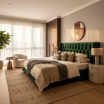 Green Tufted Bed Frame — King Size Brand New