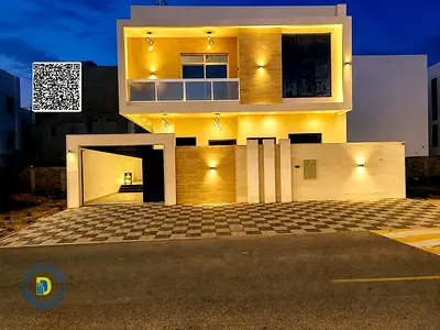 للبيع شامل رسوم التسجيل والكهرباء والماء  فيلا مودرن 7 غرف مع روف بمنطقة الباهية عجمان تملك حر تمويل بنكى