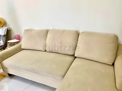 Sofa L shape beige colour convertible - only 99