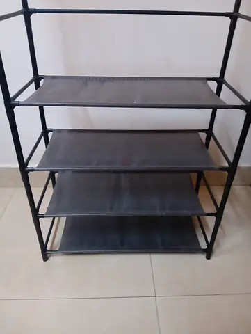 Lightweight 5-Tier Fabric Shoe Rack with Metal Frame - Black