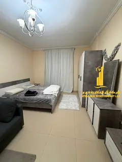 Furnished studio apartment for rent in Ajman, Al Jurf 2, Jasmine Towers. Clean and tidy furnishings.