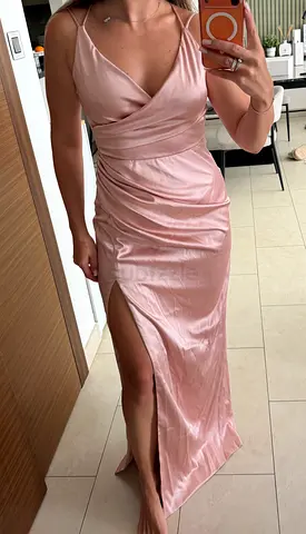 Satin Dress - pastel pink color