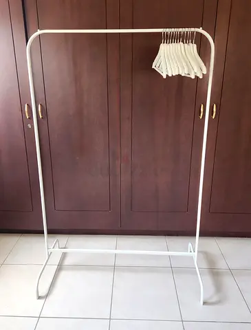 Two White Freestanding Clothes Rack with Hangers