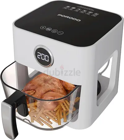 Glass Pot Air Fryer – 5L, 1200W (White)- Excellent Condition