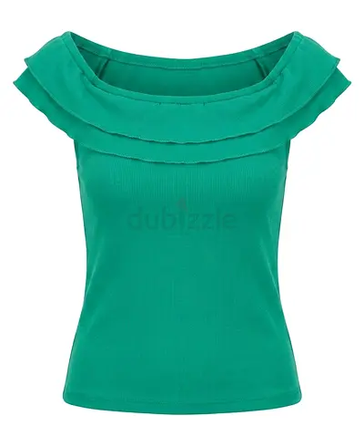 Green Off Shoulder Ruffle Top