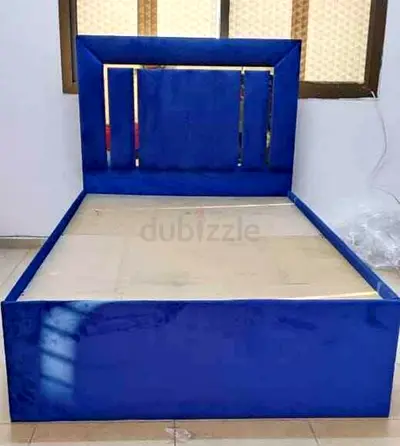 Brand New Blue Upholstered Double Bed Frame with Headboard