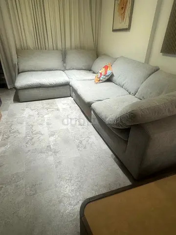 Light grey L-shaped corner sofa - good condition