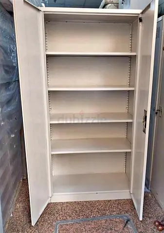 Tall White Metal Storage Cabinet with Adjustable Shelves