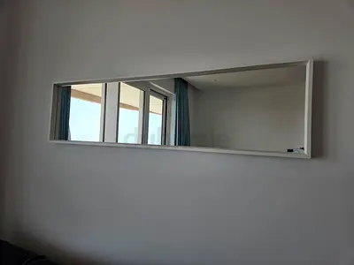 Long Rectangular Wall Mirror with White Frame - Very good Condition